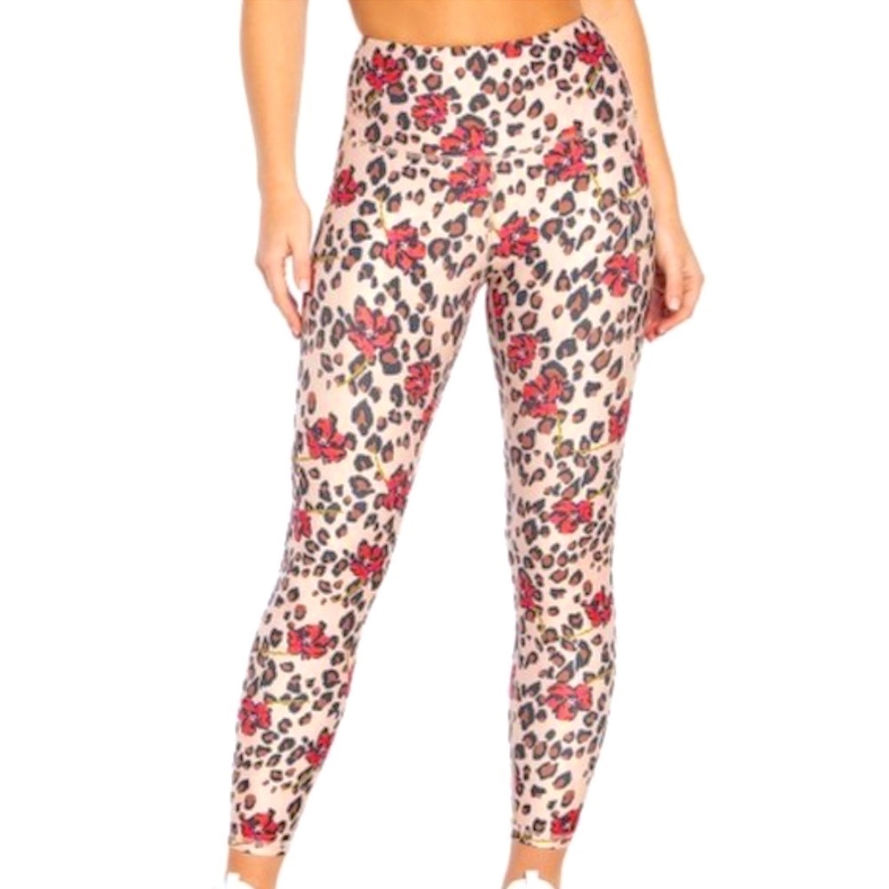 WILDFOX Sport Like New Contender Compression Ankle Leggings in Floral Leopard L